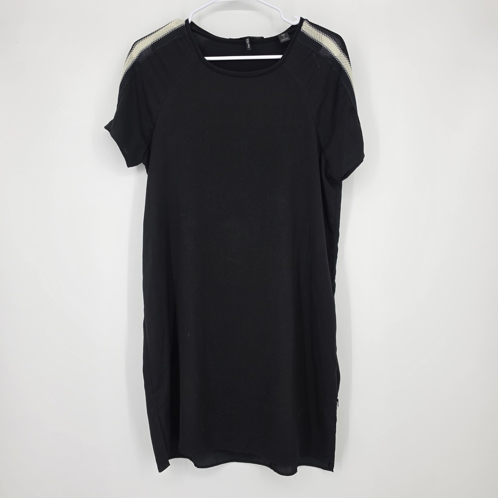 Scotch & Soda Maison Scotch T-Shirt Dress S Black Sporty Mesh Trim Athleisure